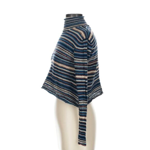 Ralph Lauren Collection Runway 1994 Long Sleeve Turtleneck Top Crop Blue Stripe - Picture 7 of 10